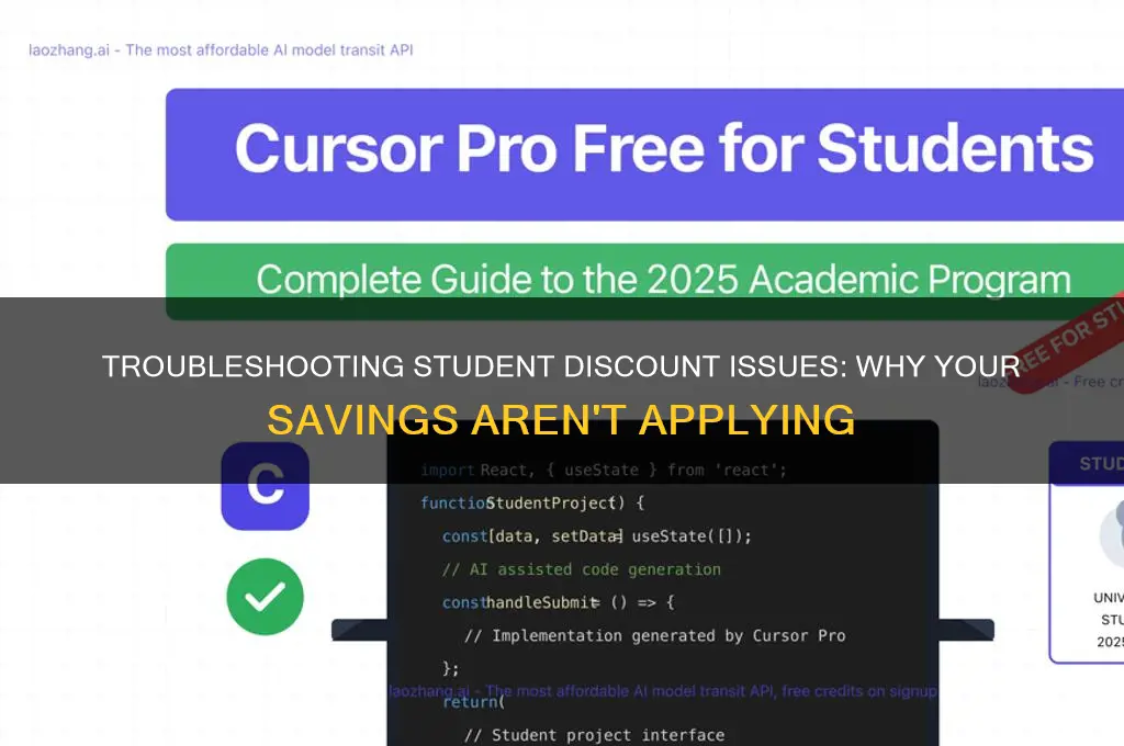 why is my student discount not working