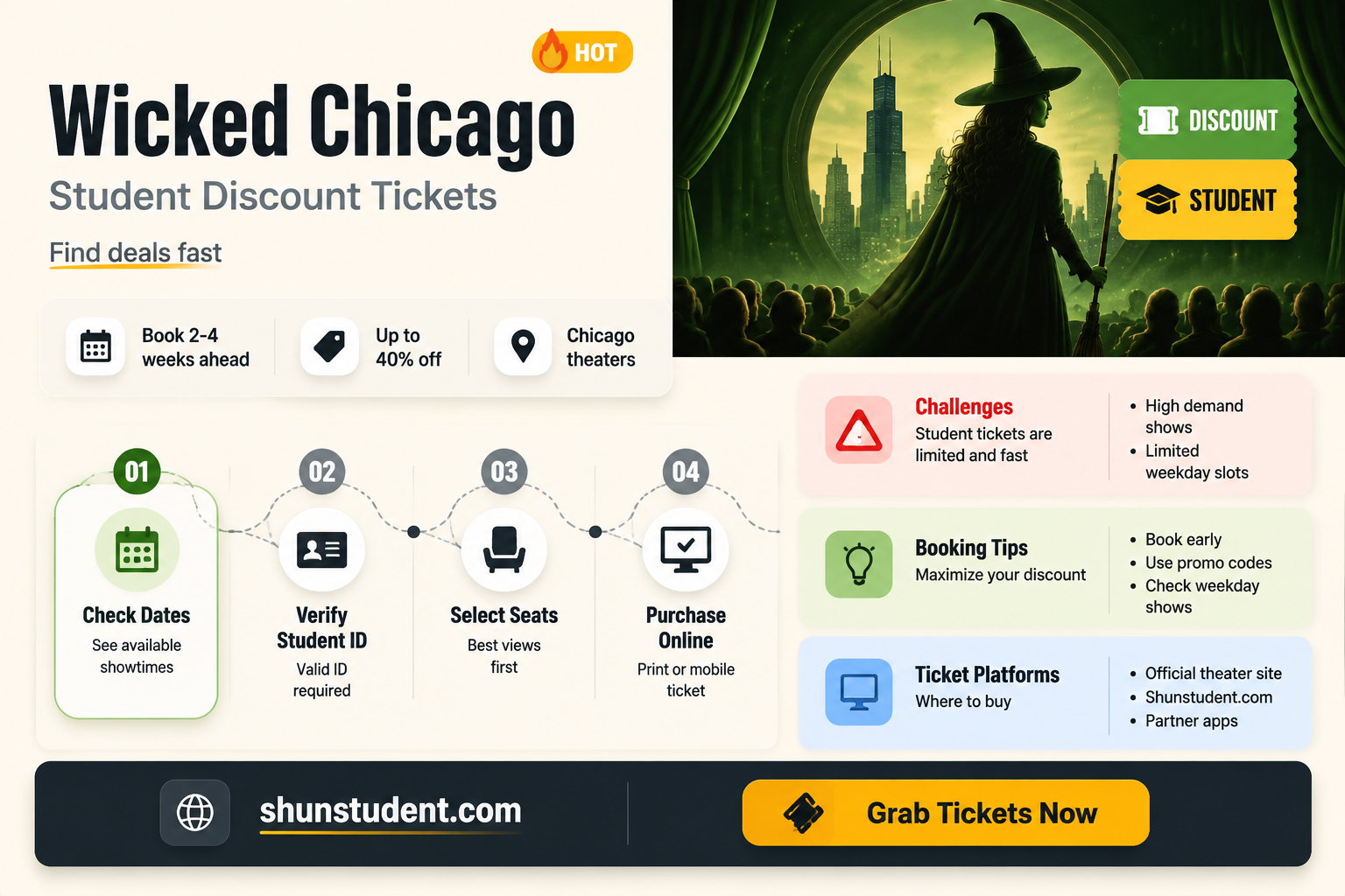 are their student discount tickets for wicked in chicago