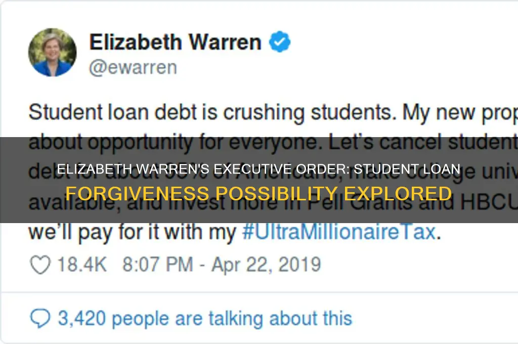 will elizabeth warren do student loan forgiveness by executive order