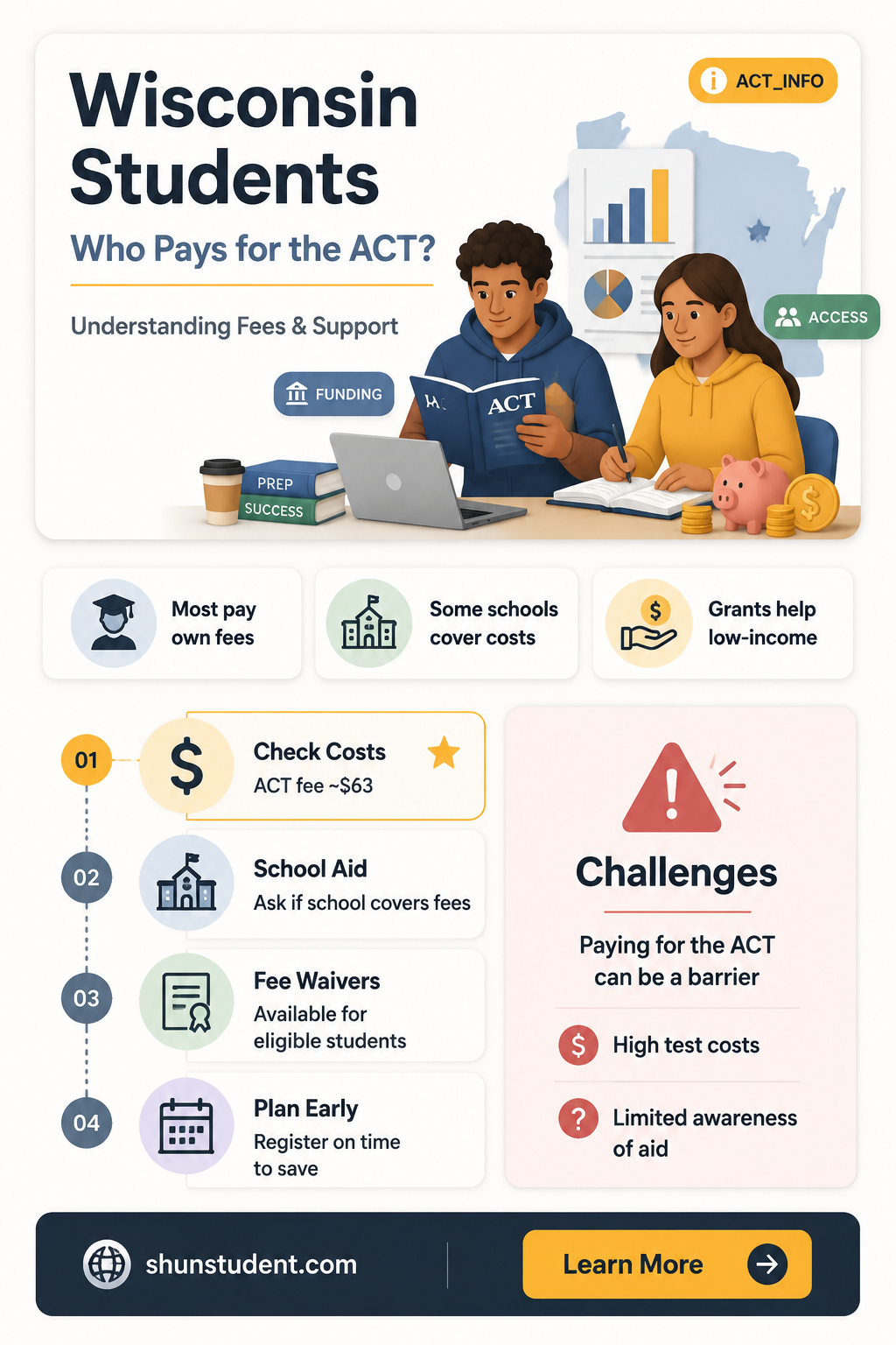 are wisconsin students required to take act and who pays
