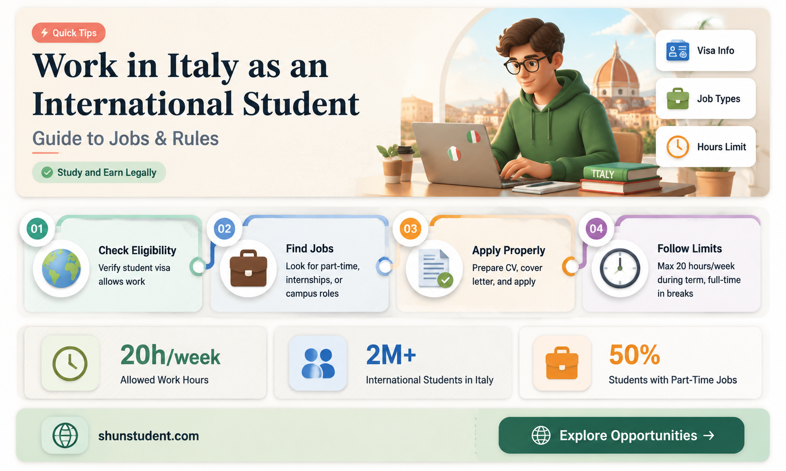 can an international student work in italy
