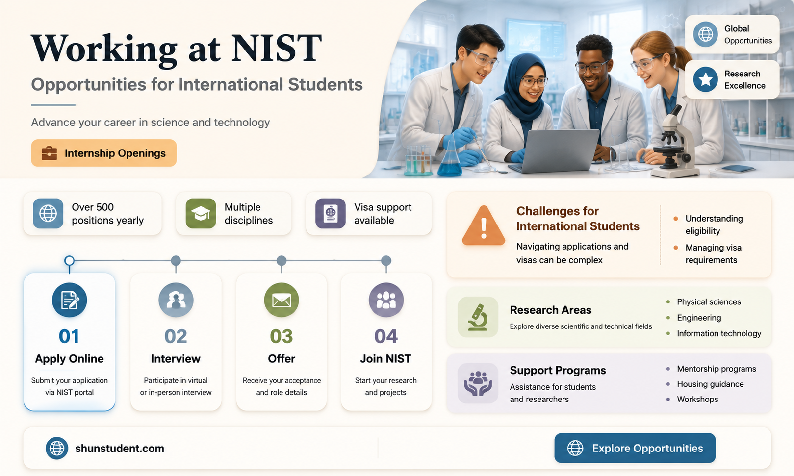 can an international student work in nist