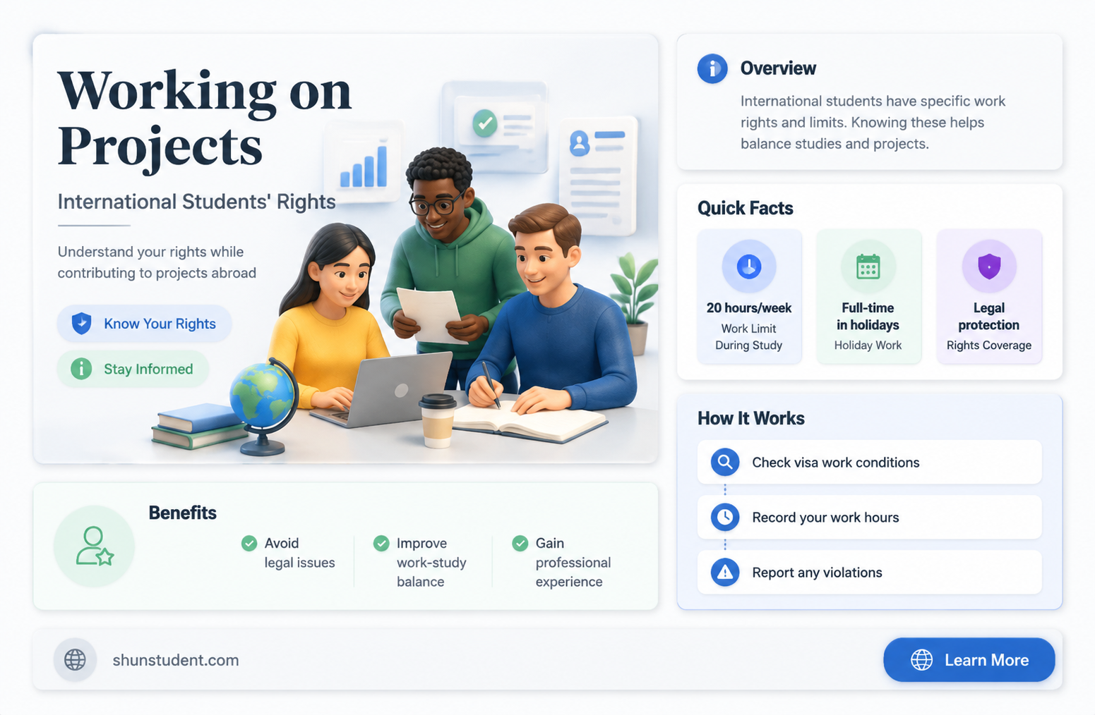 can an international student work on a project