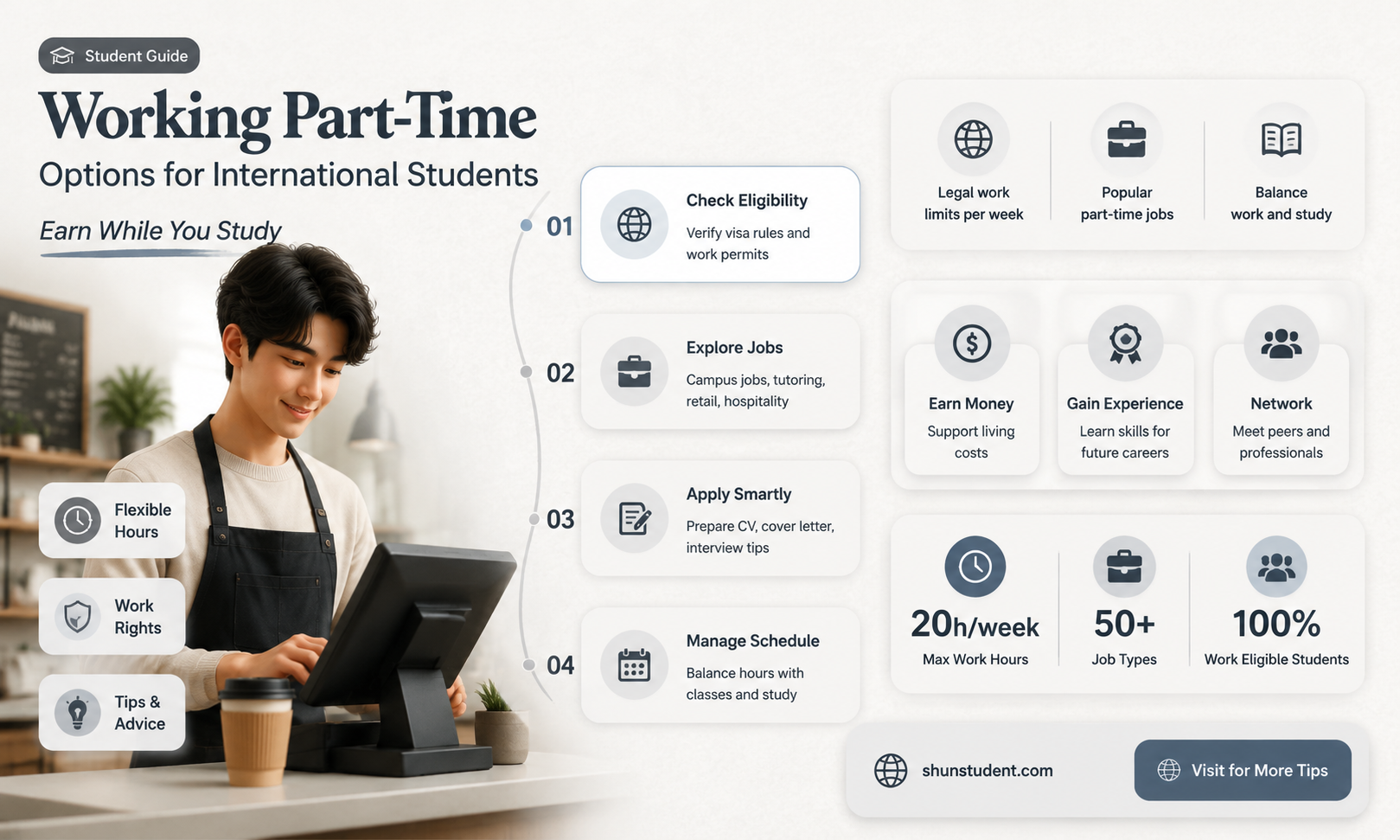 can an international student work 2 parttimes