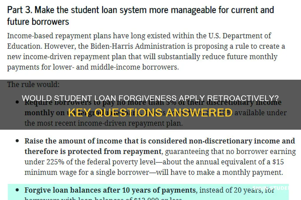 would student loan forgiveness be retroactive