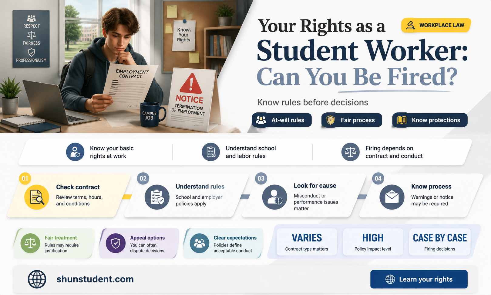 can a university fire you if your student worker